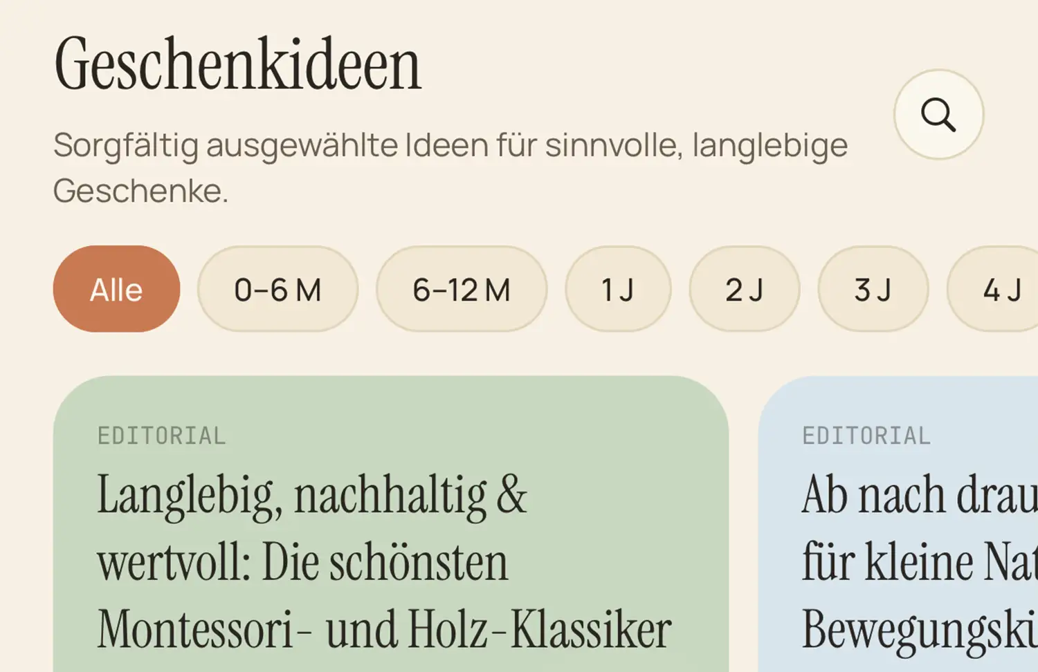 Der Geschenkideen-Katalog: nach Alter gefiltert, darunter kuratierte Beiträge